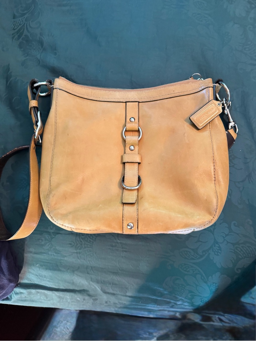 Coach Tan Leather Crossbody with Ring Detail